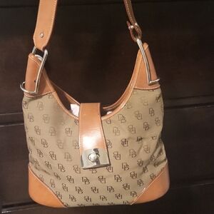 Dooney & Bourke Tan and Brown Shoulder Bag